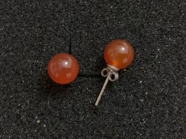 Ohrstecker Karneol, 9mm, 925 Silber