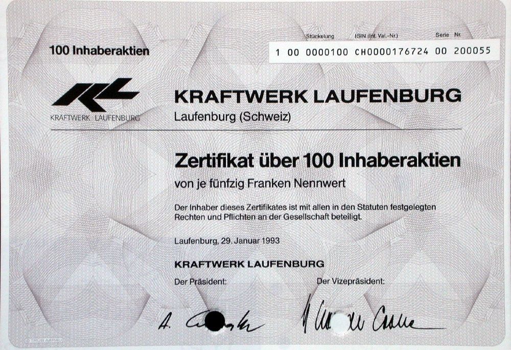 Documenti: Kraftwerke Laufenburg, Laufenburg - 1993 – Usato da Solothurn venduto da Sgasche
