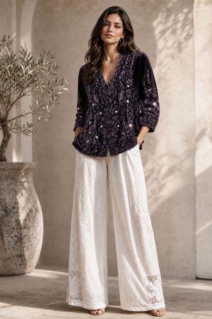 NEU Boom Baba Samt Jacke mit Stickereien L XL zu Nile NP 98