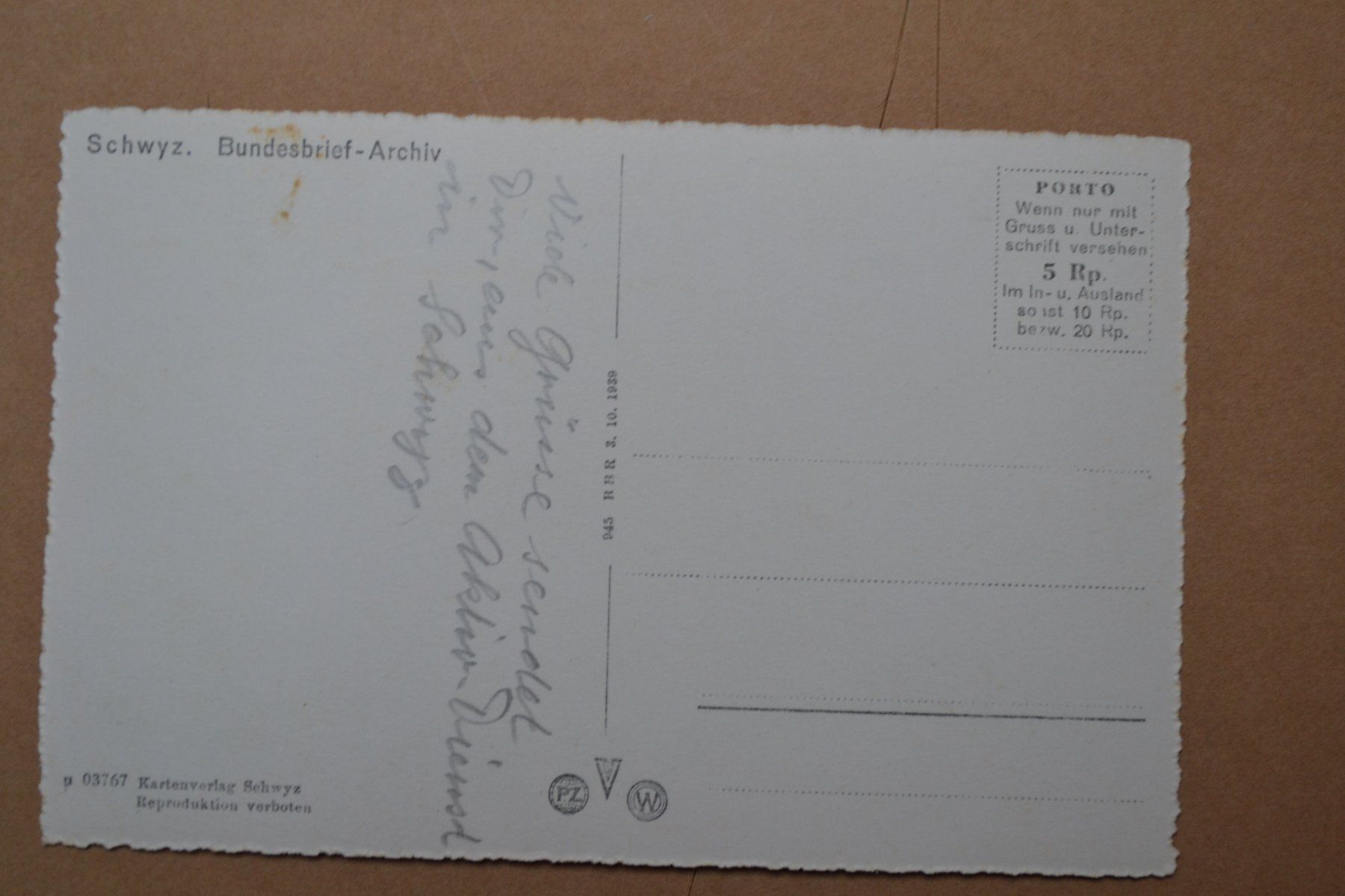 Cartoline postali: AK Schwyz Bundesarchiv SZ – Usato da Beinwil am See venduto da kajak55 1