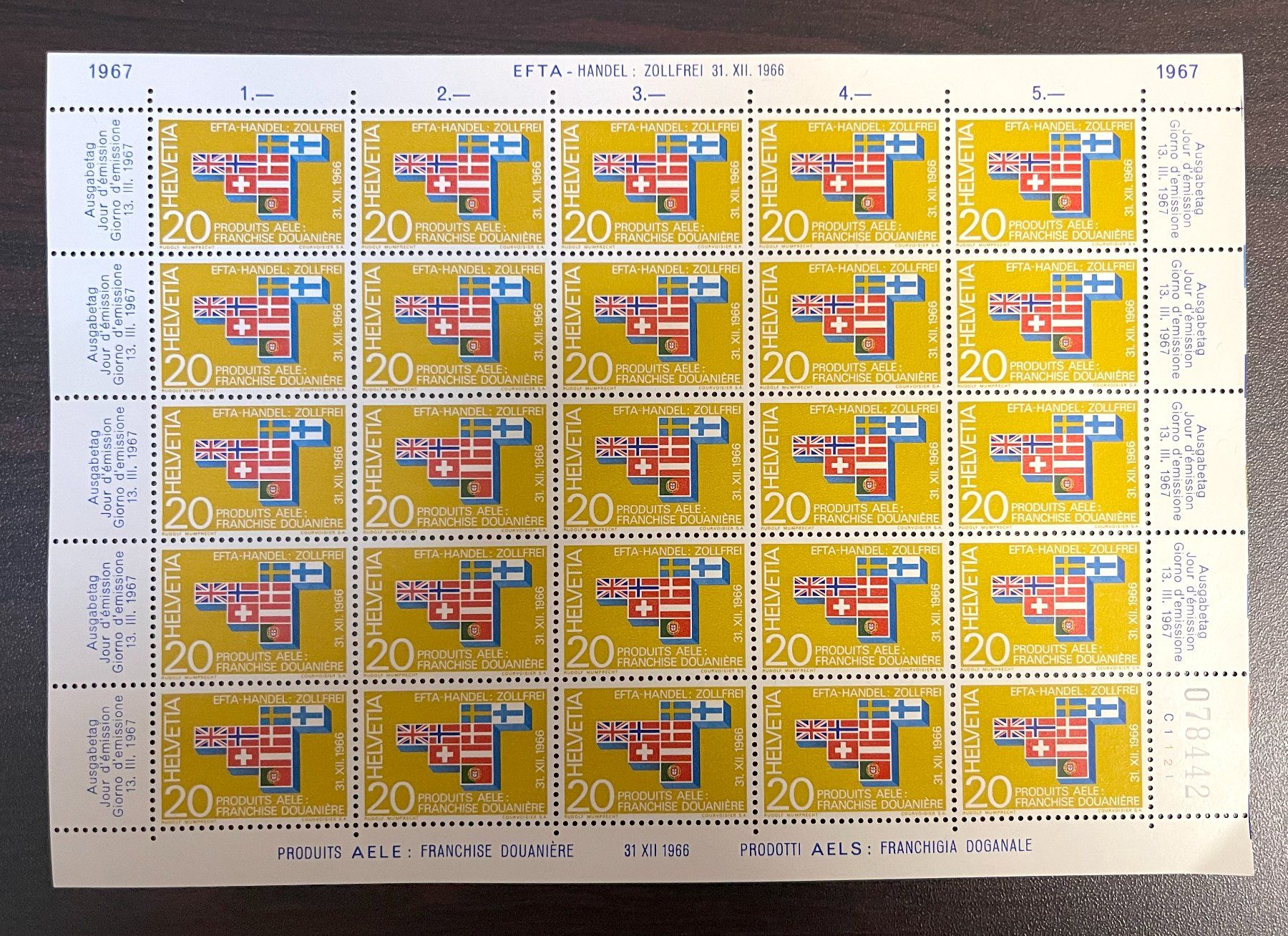 Tutti i francobolli: EFTA-Handel 1967, Bogen – Nuovo (secondo la descrizione) da Oftringen venduto da Vucki