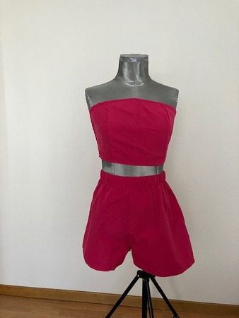 Ensemble 2 pièces short et top bustier rose taille 38
