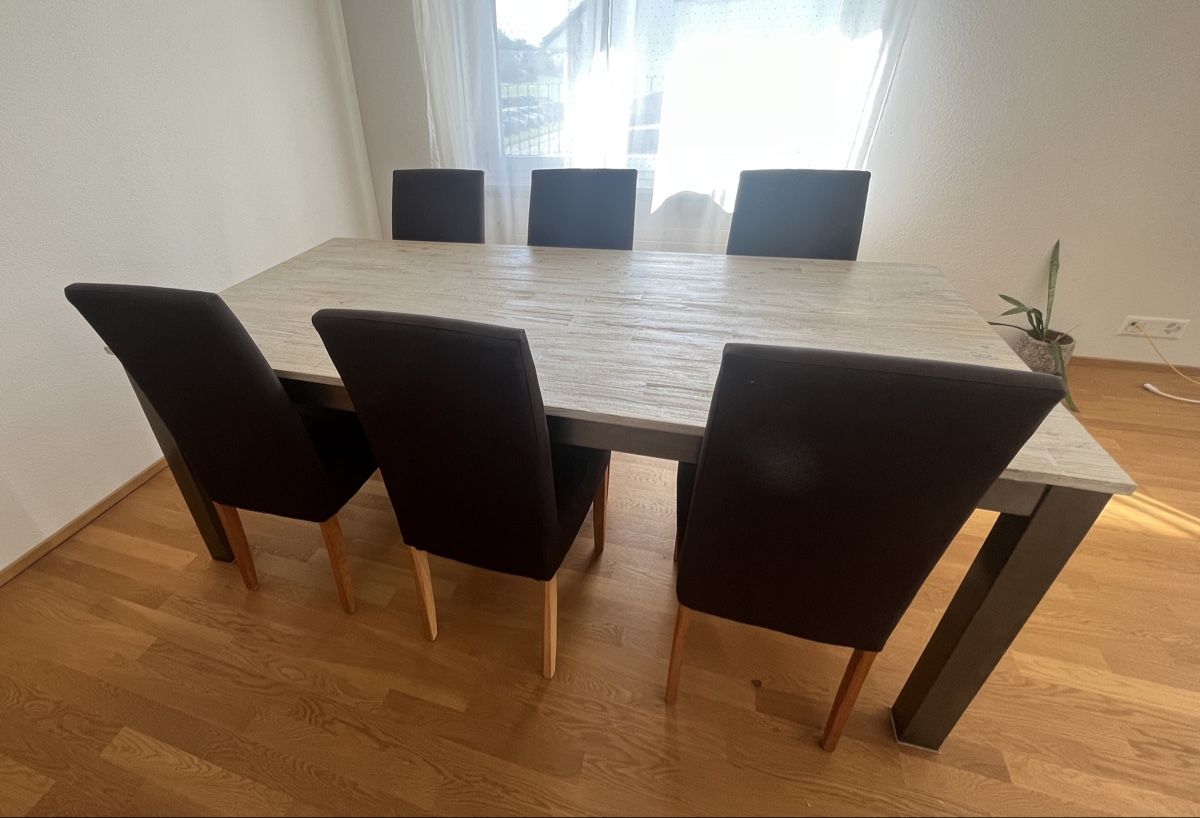 Set di tavolo e panche: Wohnzimmertisch mit 6 Stühlen – Usato da Hochdorf venduto da bachfrau01 1