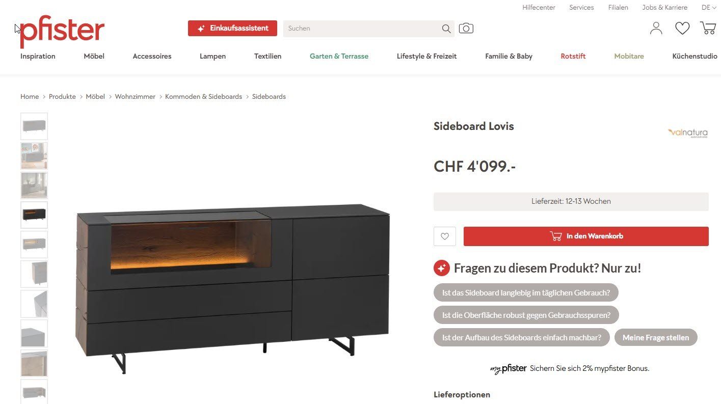 Pfister Mobili TV: Valnatura Sideboard Lovis – Usato da Neukirch (Egnach) venduto da Drughino 7