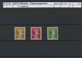 1927 Tellknabe - Ergänzungswerte, ** postfrisch