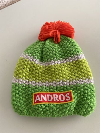 ANDROS Strickmütze grün Bommel Wintermütze Skimütze