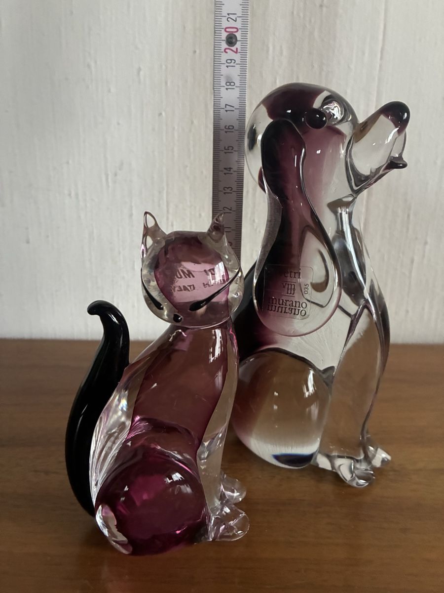 Murano Statuette: Murano Hund und Katze Vintage Design Glas Objekte – Usato da schönenwerd venduto da quartier9 4