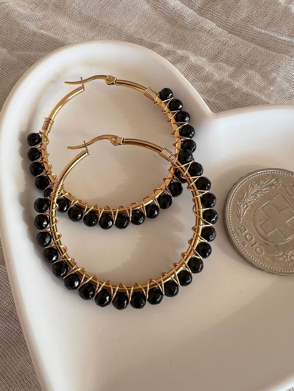 Orecchini pendenti & Orecchini a lobo: Créoles en obsidienne - Obsidian Creolen – Nuovo e nell'imballaggio originale da Pully venduto da sunaddict 2
