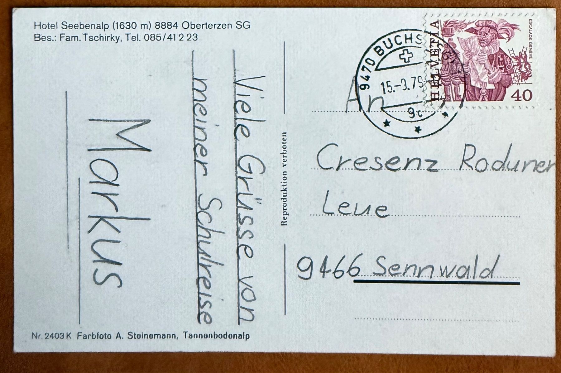 Cartoline postali: AK: Seebenalp Hotel – Usato da Lutry venduto da Ediego 1