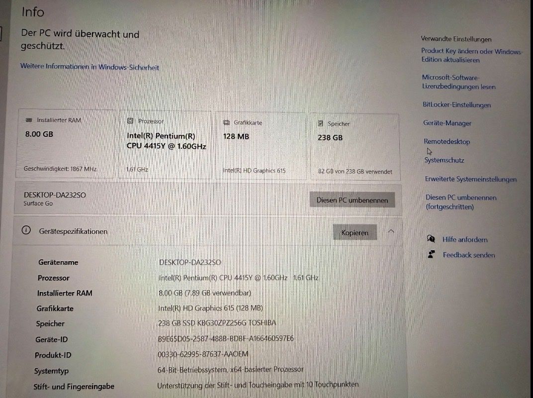 Microsoft Notebook: Microsoft Surface Go | 8GB RAM | 256GB – Usato da Schaffhausen venduto da ceesax212 2