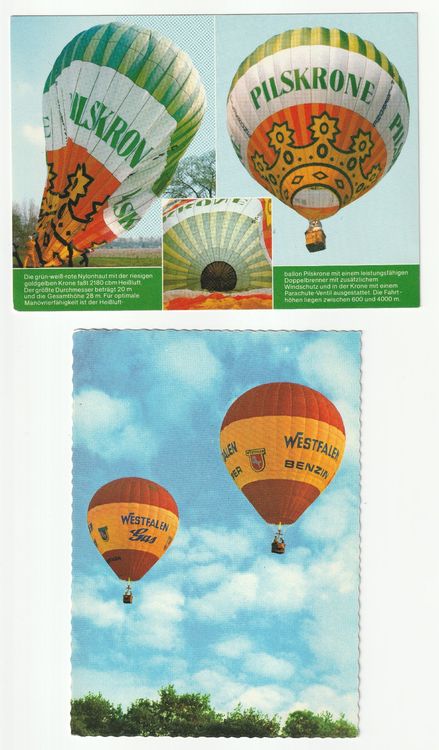 Cartes postales: 2 Ansichtskarten mit Heissluftballons (Pilskrone/Westfalen) – Neuf (Voir description) à Sempach Station par Semion