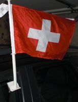2 Stück Schweizer Autoflaggen/Fahnen mit stabiler Plasikhalt