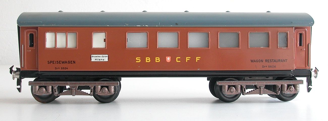 Buco Modelleisenbahnen: Buco Speisewagen Dr4 der SBB Spur 0 – Gebraucht aus Oberwil BL von Klang 1
