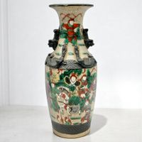 Antique vase chinois porcelaine craquelé de Nankin, 19ème s,