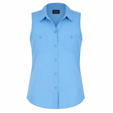 Chemisier gilet CANDA bleu ciel sans manches, taille 40