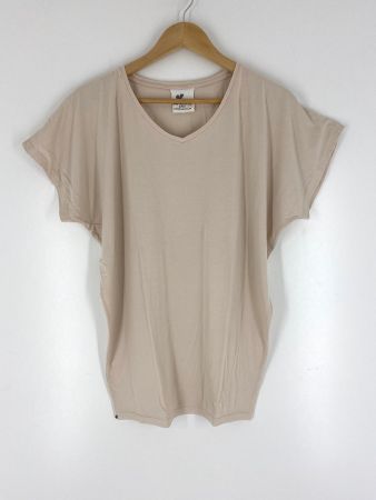 T-Shirt mit V-Ausschnitt, Bali handcrafted, "Neuwertig"