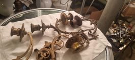5 Antike KlavierWandlampen-Arme Jugendstil Messing Dekor