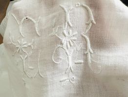 🟢 Housse de coussin vintage Antik stoff Broderie Stickerei
