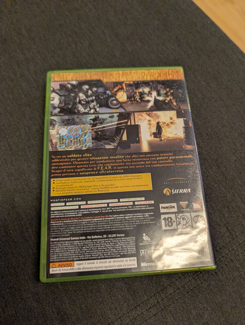 Jeux: Fear first encounter assault recon Microsoft Xbox 360 – D'occasion à Giubiasco par Tici__nerd_Giubiasco 1