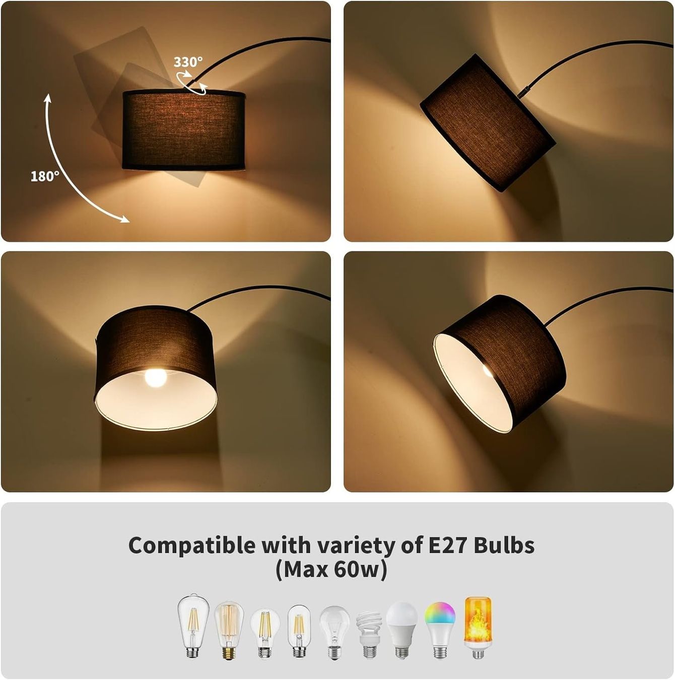 Lampade: Schwarzer! Lampenschirm Stehlampe Bogen Design LED-Birnen – Nuovo e nell'imballaggio originale da Hundwil venduto da pak_b5sl 4