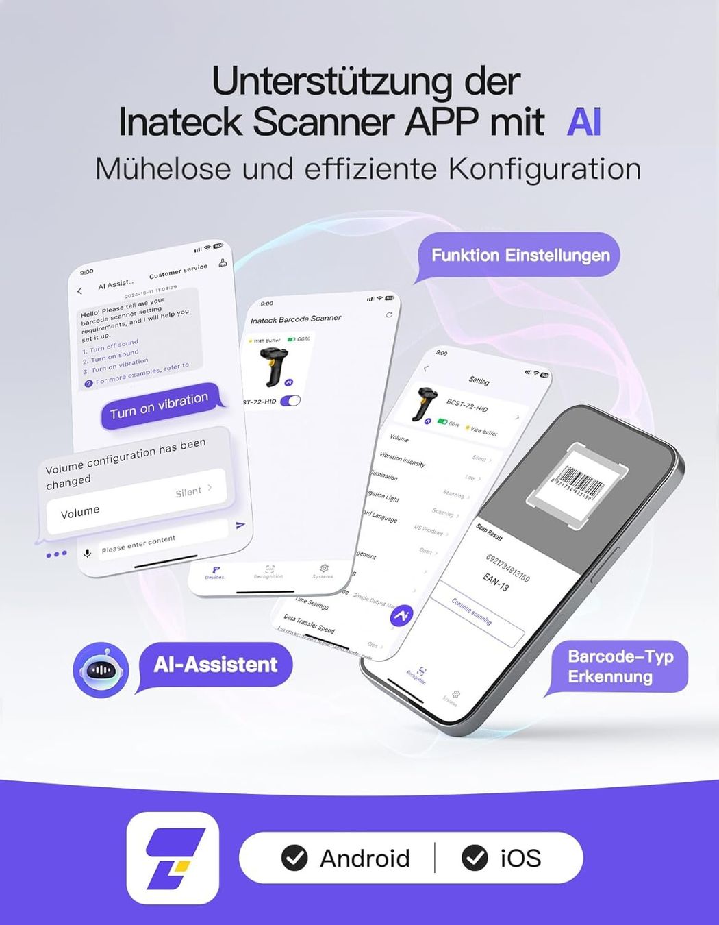Scanneurs: Inateck 2D Barcode Scanner Bluetooth Wireless BCST-72 – Neuf avec emballage d'origine à Suhr par SchnapperCH 7