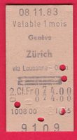 KARTON BILLETT, GENÈVE - ZÜRICH, 2.KLASSE, RETOUR