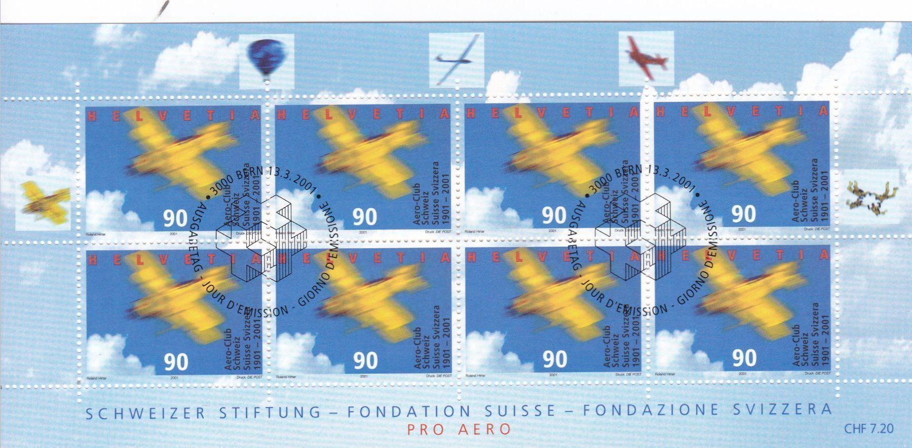 Tutti i francobolli: ET Pro Aero Kleinbogen 2001 – Usato da Schliern b. Köniz venduto da joni20