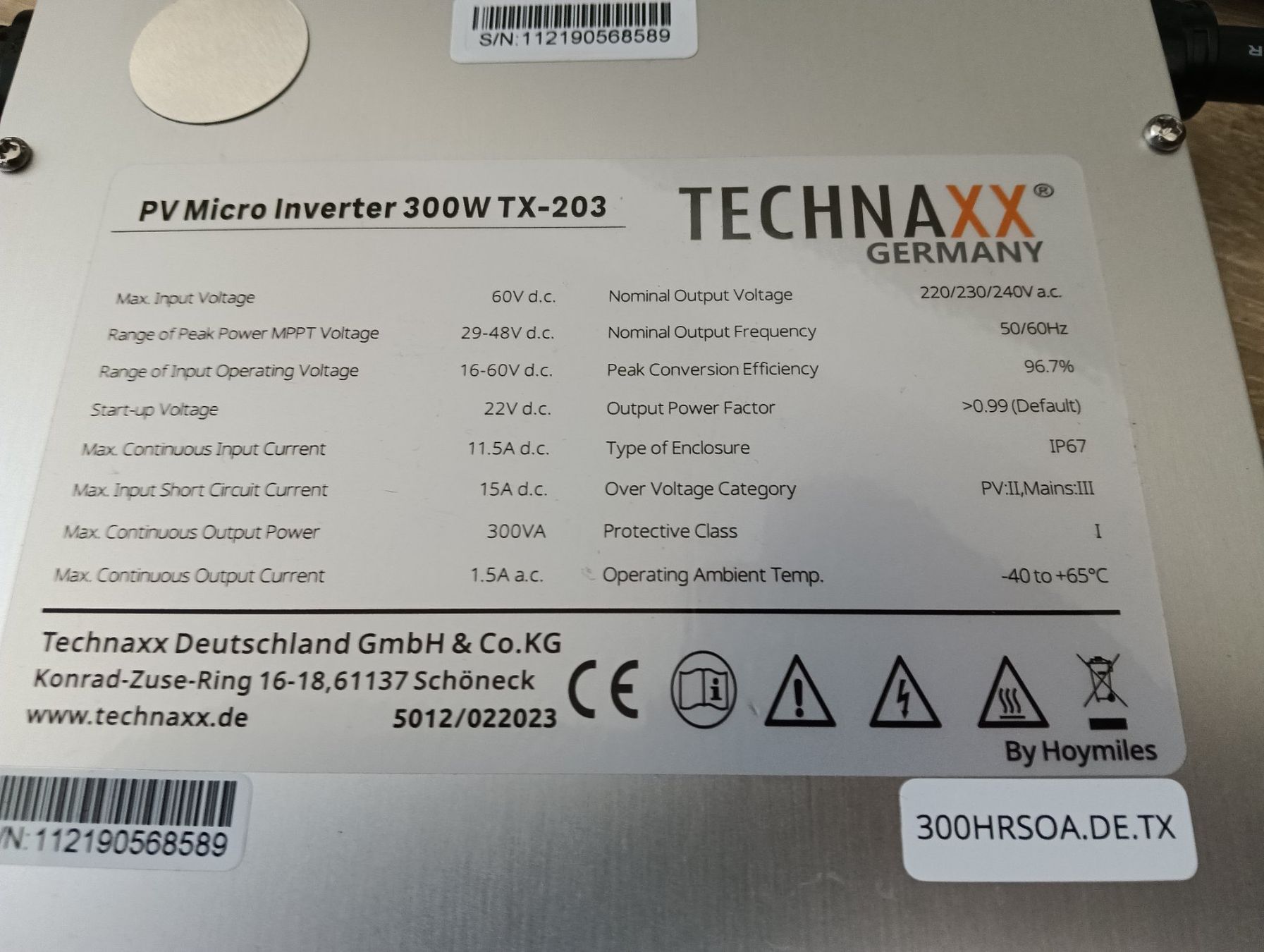 Inverter: Technaxx PV Micro Inverter 300W TX-203 neu – Usato da Winterthur venduto da Minni0