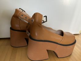 Damenschuhe Plateau braun Grösse 41 Lederoptik guter Zustand