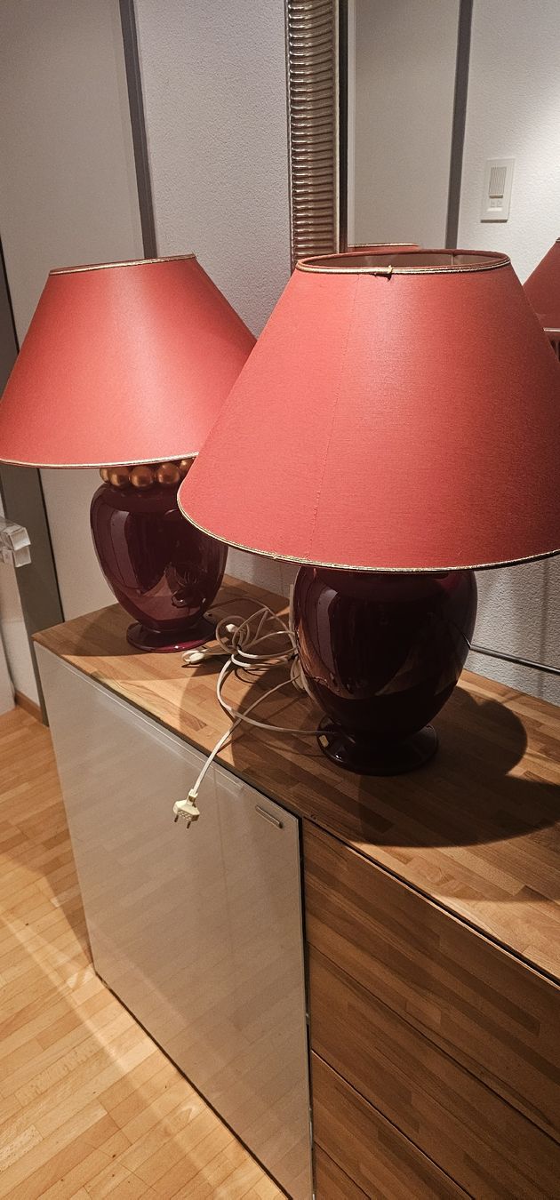 Lampade: 2 elegante Kostka Tischleuchten, weinrot – Usato da Riedikon venduto da Winter21. 6