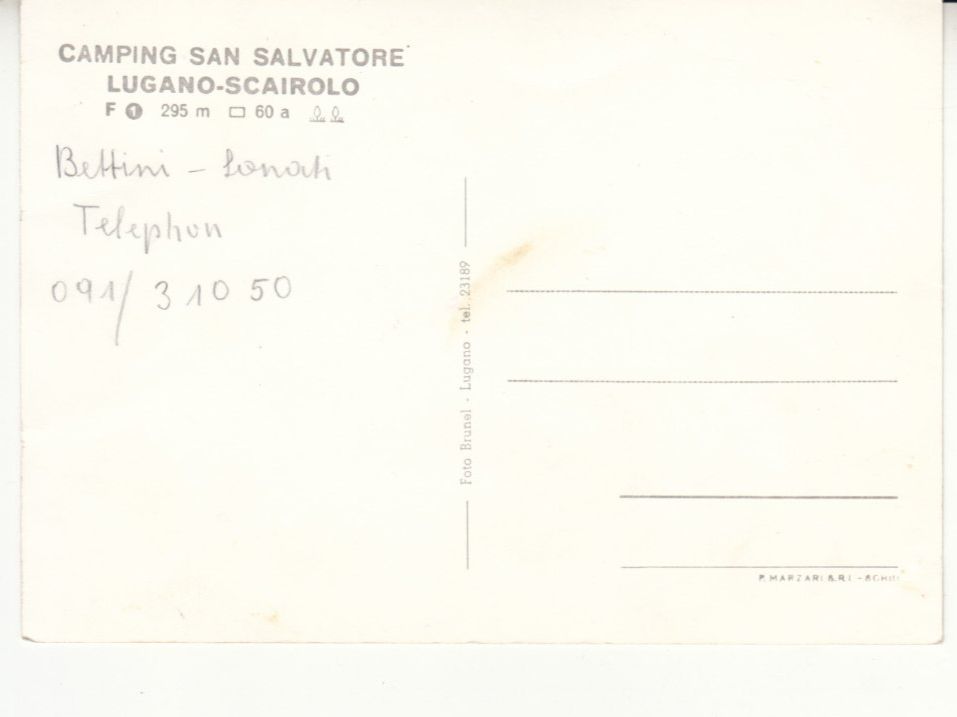 Ansichtskarten: Lugano Camping San Salvatore ca. 1970 – Gebraucht aus Bürglen TG von StampGraf 1