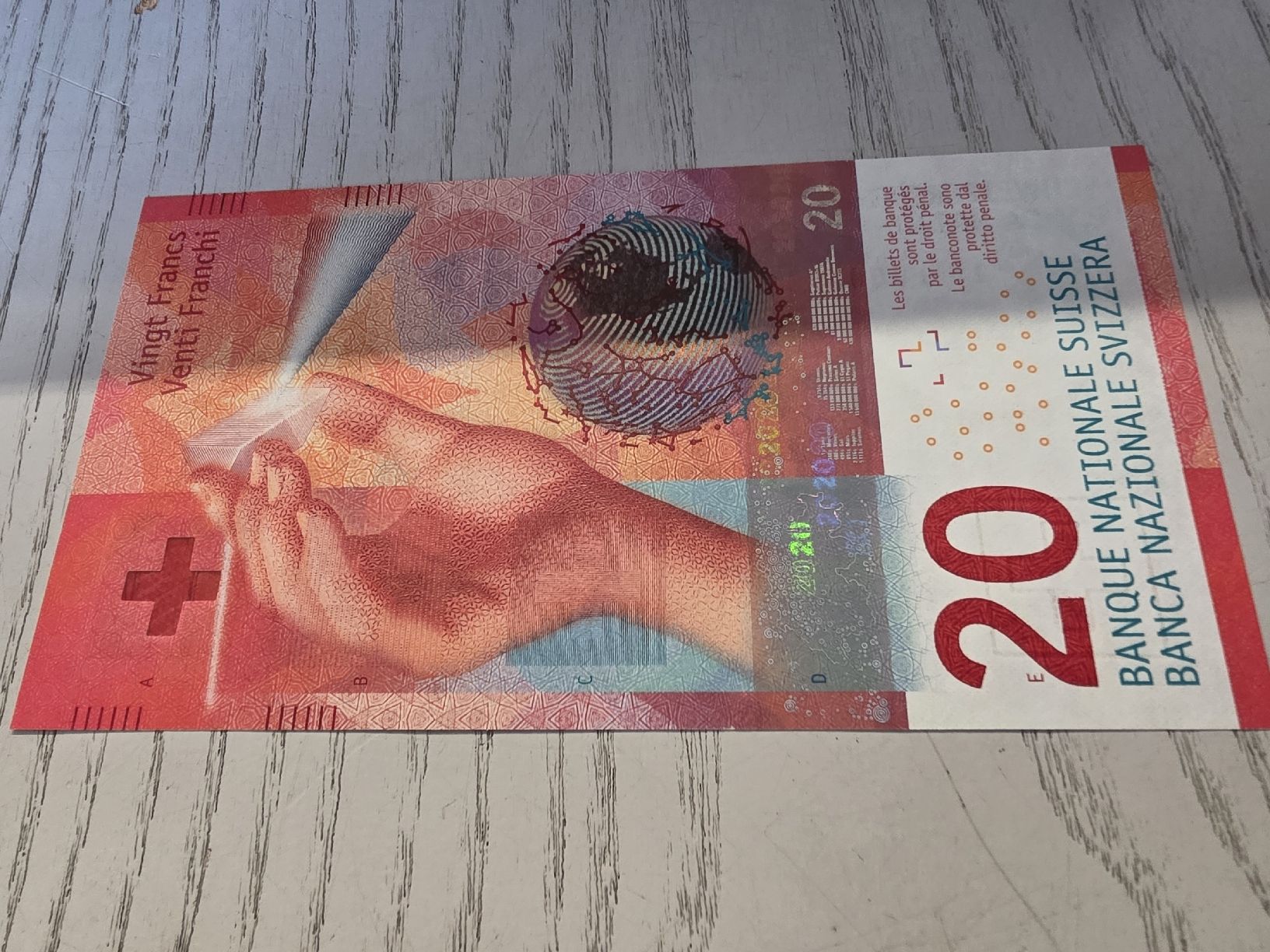 Banconote: Schweizer Banknote 20 Franken neue 2015 – Nuovo e nell'imballaggio originale da Herisau venduto da Antiques.AR