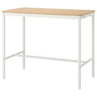 Tisch weiss mit Eichenfurnierplatte