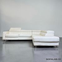 KERMES Ecksofa Echtleder, cremebeige made in Italy