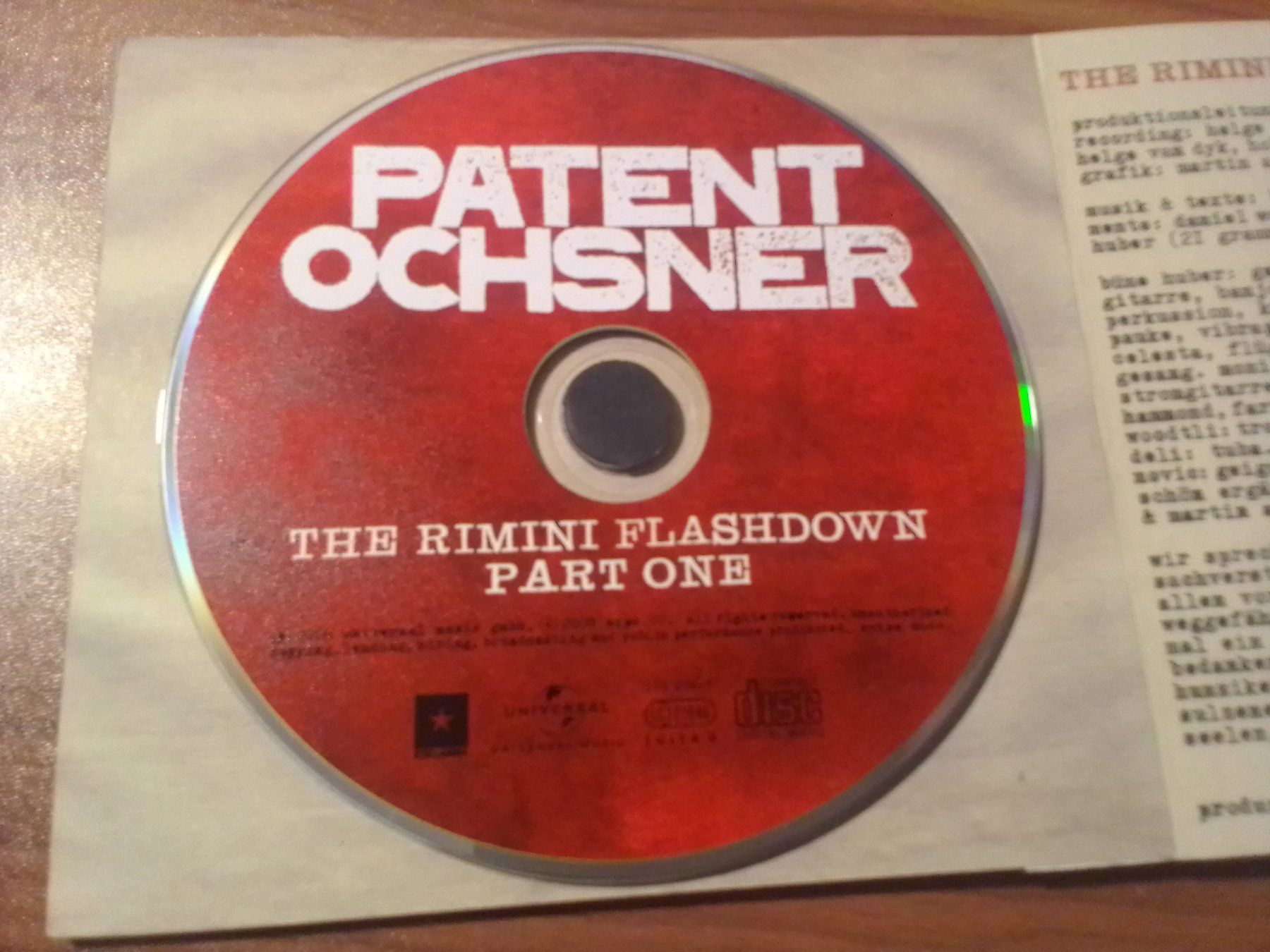CD: Patent Ochsner - The Rimini Flashdown - b – Usato da Brittnau venduto da Zibu 2