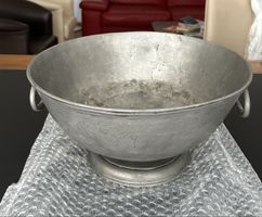 Antike grosse Zinn Schale/Schüssel mit Henkelgriffen