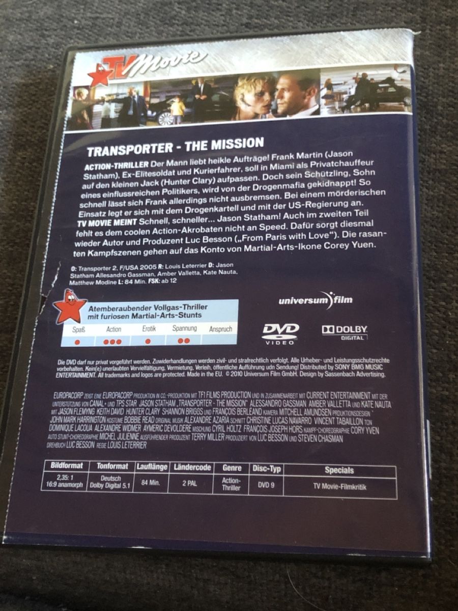 Tutti i DVDs: DVD, TRANSPORTER THE MISSION – Usato da Balsthal venduto da Katzenfan99 1