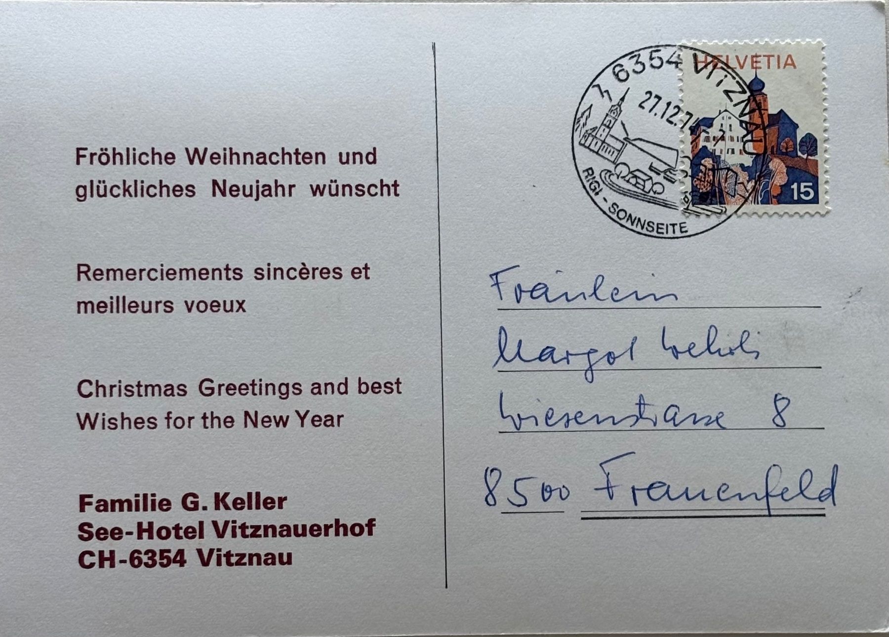 Cartoline postali: Hotel Vitznauerhof, Vitznau – Usato da Frauenfeld venduto da Merk52 1