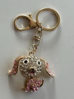 Schlsselschnkel Hund Strass Goldfarben mit pinkfarbenen(S31)