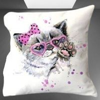 🩷 Süsser Kissenbezug: Kätzchen mit pinker Herzbrille 🐾💫