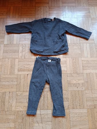 H&M Set dunkelgrau Gr. 80 Oberteil und Hose