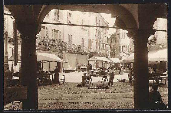 Cartoline postali: AK Lugano, Piazza Mercato, 1924 – Usato da Berlin venduto da bartko-reher