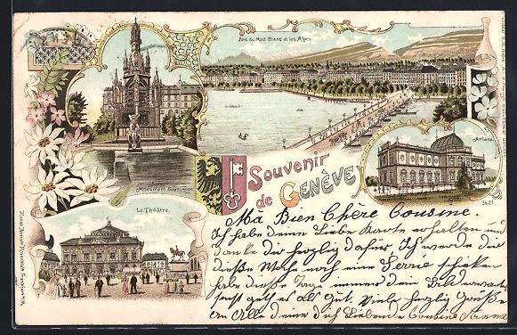 Ansichtskarten: Litho Geneve, Le Theatre, Monument Bruns – Gebraucht aus Berlin von bartko-reher