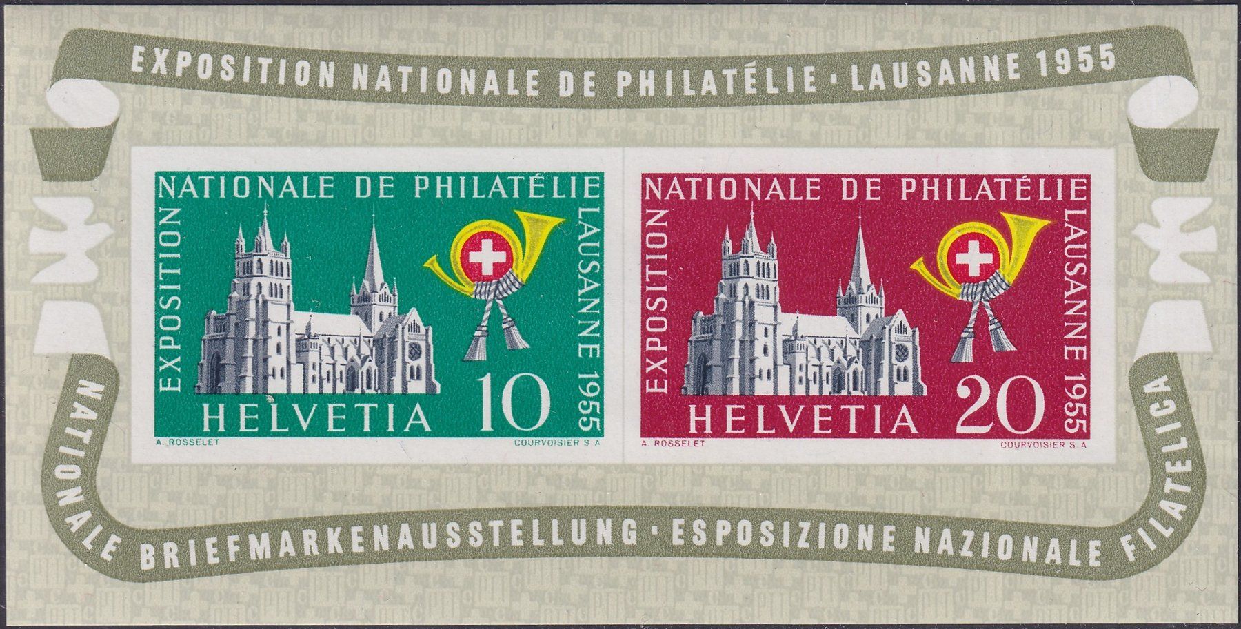 Tutti i francobolli: 1955, W35, LAUSANNE-BLOCK postfrisch **, Kat: 80.- – Usato da Sursee venduto da Luzernerraute