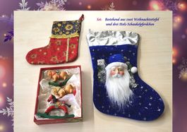 Weihnachts-Dekorations-Set_Stoff-Stiefel und Schaukelpferd
