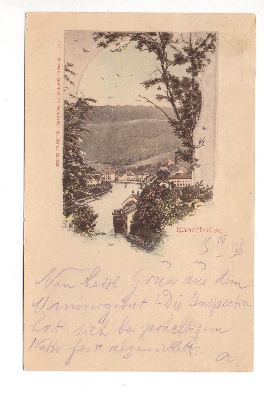 Cartoline postali: ENNETBADEN 1898 – Usato da Jona venduto da philajona