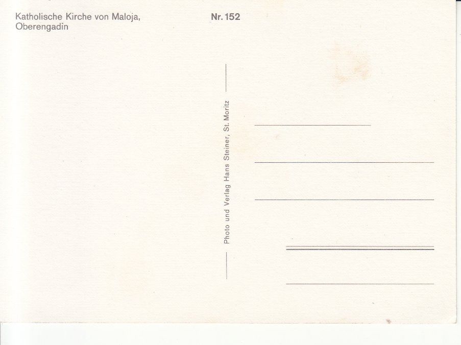 Cartoline postali: Maloja ca. 1970 – Usato da Bürglen TG venduto da StampGraf 1