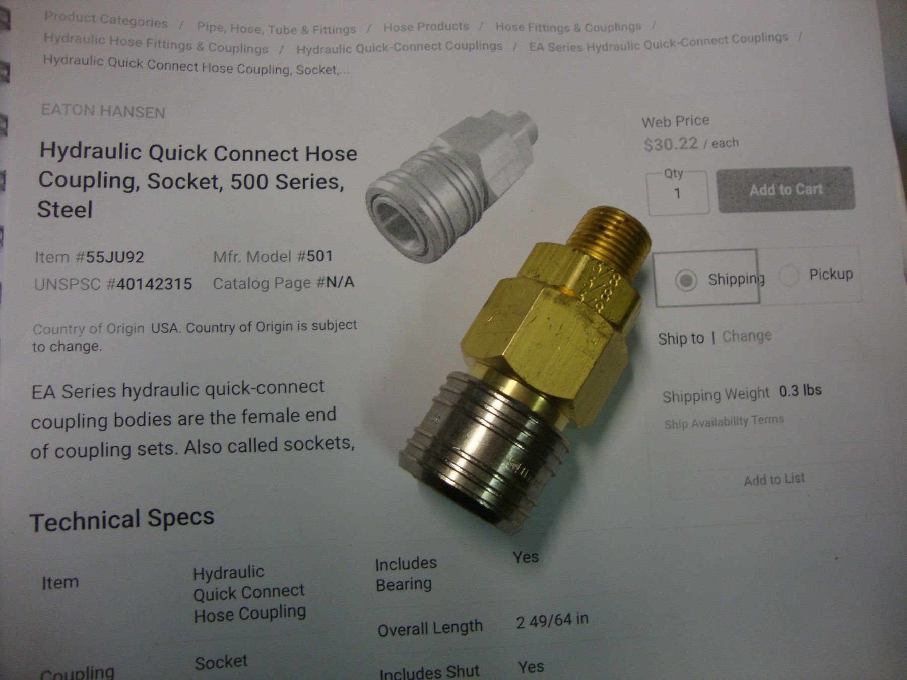 Tutte le macchine: Hydraulic Coupling  500 Series Steel – Nuovo (secondo la descrizione) da Gross venduto da Triumph67