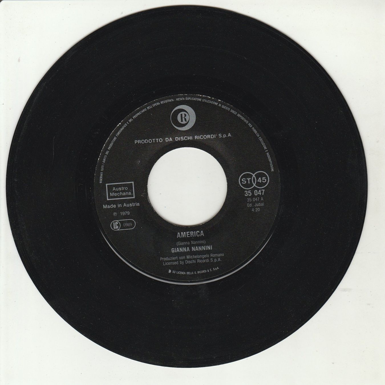 Dischi in vinile: Gianna Nannini - America 7" Vinyl 1978 – Usato da Tübach venduto da JamesStone 2