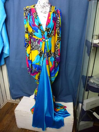 KAFTAN KLEID GR M L SCHLUPFKLEID LANGE FORM SOMMER BUNT